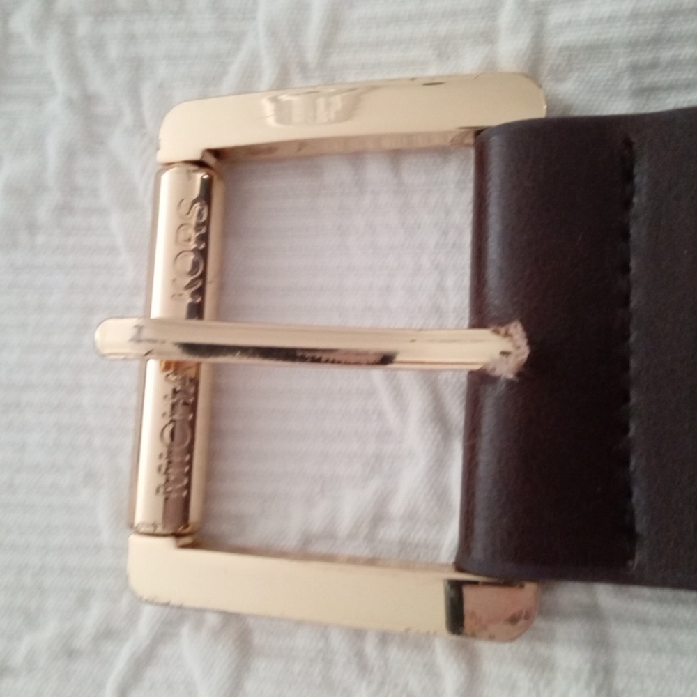 Michael Kors Vegan Leather Brown Belt with Gold Buckle Size Medium